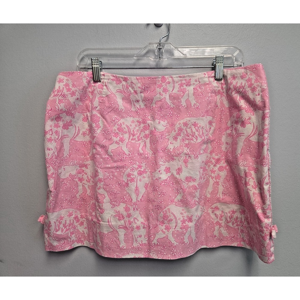 Lilly Pulitzer Vintage Pink "Rhino Run for the Roses"‎ Print Sz 14 Skort RARE